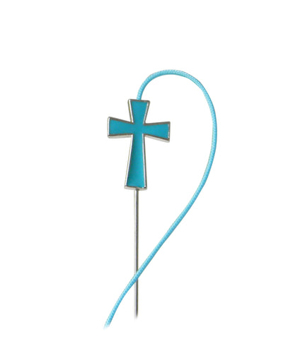 (02093)  Blue Enamel Cross Bookflip