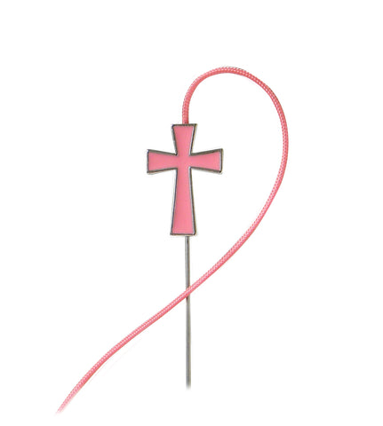 (02094)  Pink Enamel Cross Bookflip